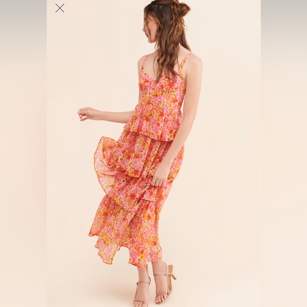 ASTR the label Floral Pink and Orange Maxi Dress